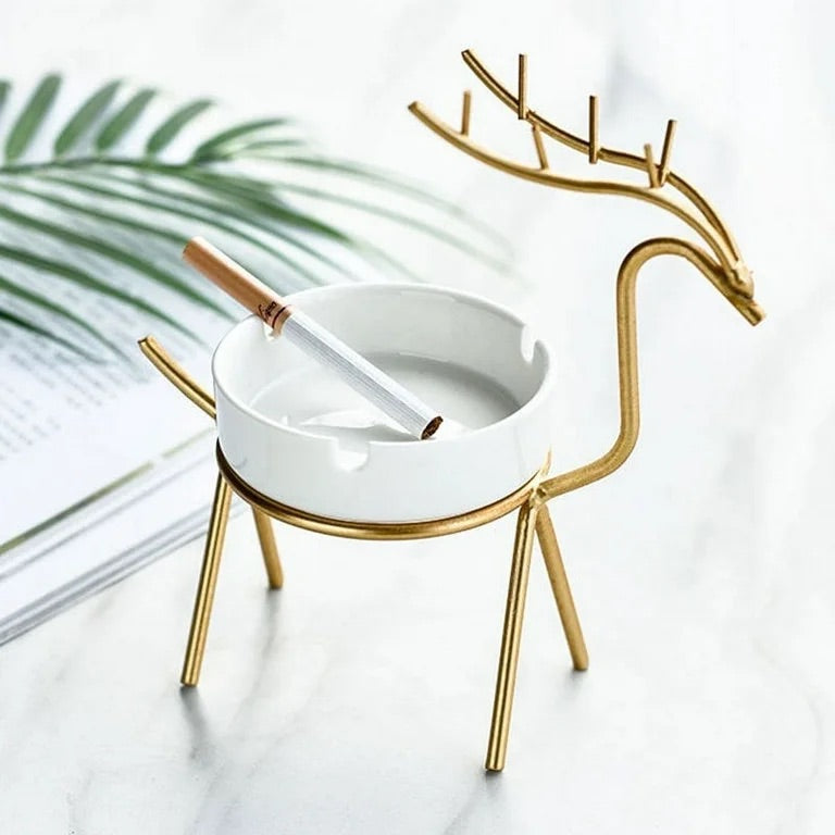 Ceramic Ashtray with Deer Stand