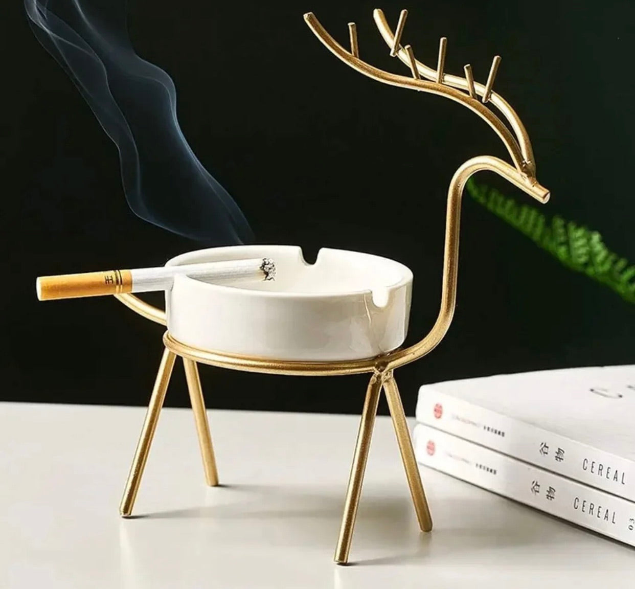 Ceramic Ashtray with Deer Stand