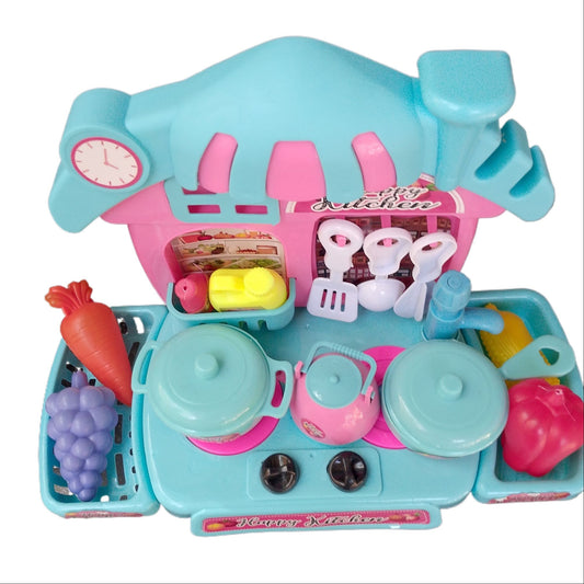 Kids pretend play pink/blue kitchen set