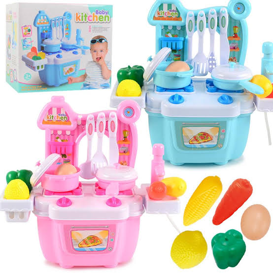 Kids pretend play pink/blue kitchen set